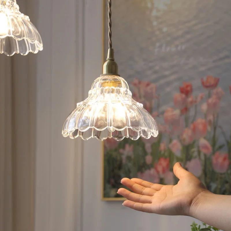 Brass LED Wall Sconce Clear Glass Pull Chain Switch Modern Vanity Light