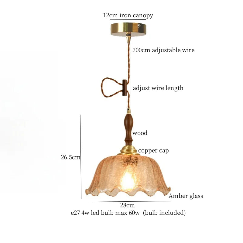 Afralia™ Nordic Glass Copper Pendant Light - LED Hanging Fixture for Bar, Loft, Bedroom, Kitchen