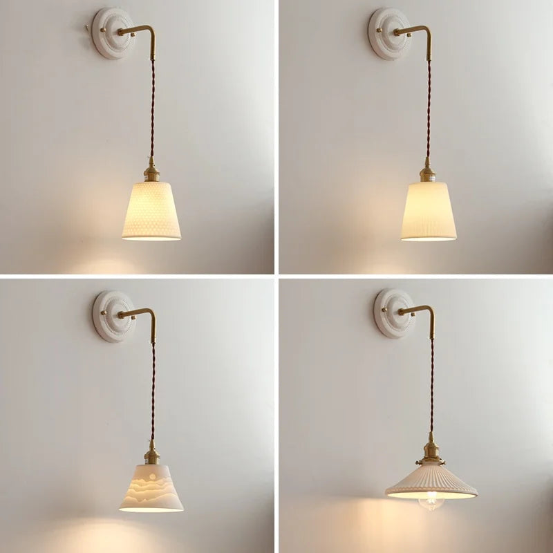 Polka Dot Ceramic LED Wall Lamp Adjustable Wire Interior Wall Sconces