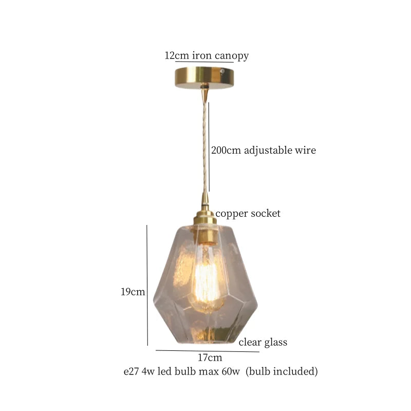 Cracked Glass LED Pendant Light for Cafe Bar Kitchen Living Room