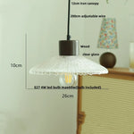 Afralia™ Japan Style Wood LED Pendant Light Fixture Clear Glass Adjustable Hanging Lamp