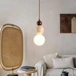 Afralia™ Yellow Travertine Spherical Stone LED Pendant Lamp for Bedside Living Room
