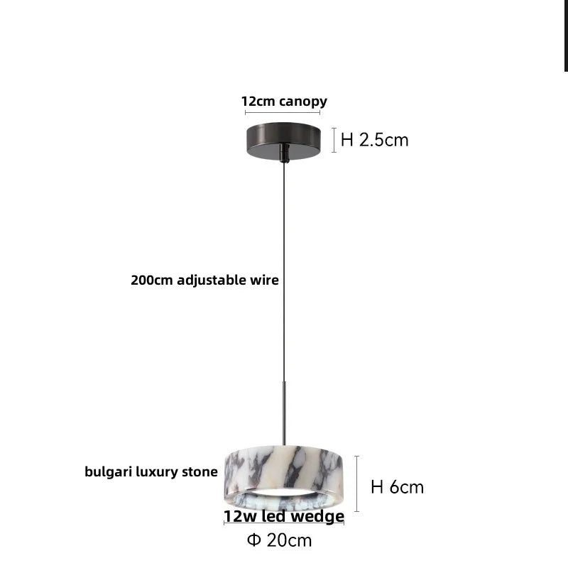 Afralia™ Vintage LED Pendant Lamp Bulgari Stone Luxury Hanging Light Fixtures
