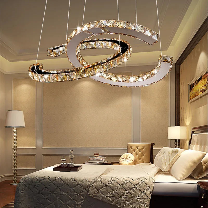 Modern Crystal Chandelier LED Pendant Light for Home, Living Room, Restaurant