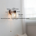 Walnut Wood LED Wall Sconce, Nordic Modern Bathroom Mirror Light, White Ceramic Rotate