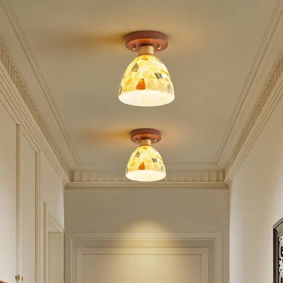 Shell Tiffany Glass Canopy LED Ceiling Light
