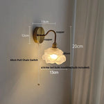 Afralia™ Modern Luxury Glass LED Wall Sconce with Pull Chain Switch for Bedroom, Coffee Reading