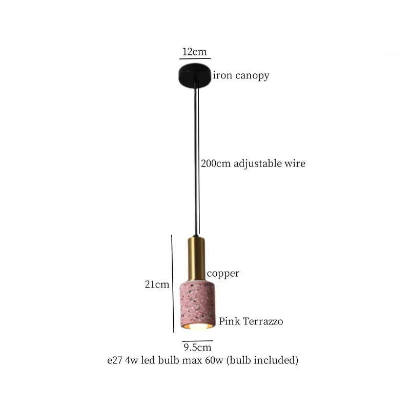 Afralia™ Terrazzo Copper LED Pendant Lamps for Kitchen Loft Bar Living Room