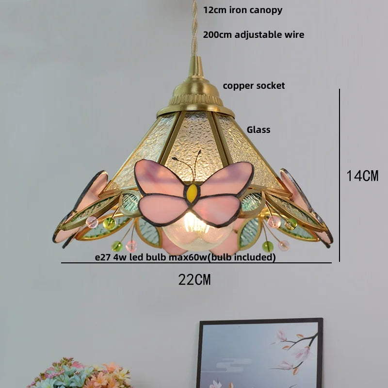 Butterfly Glass LED Pendant Lights: Modern Nordic Kitchen Fixture