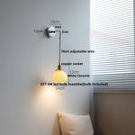 Ceramic Canopy LED Wall Lamp, Adjustable Wire, Pull Chain Switch