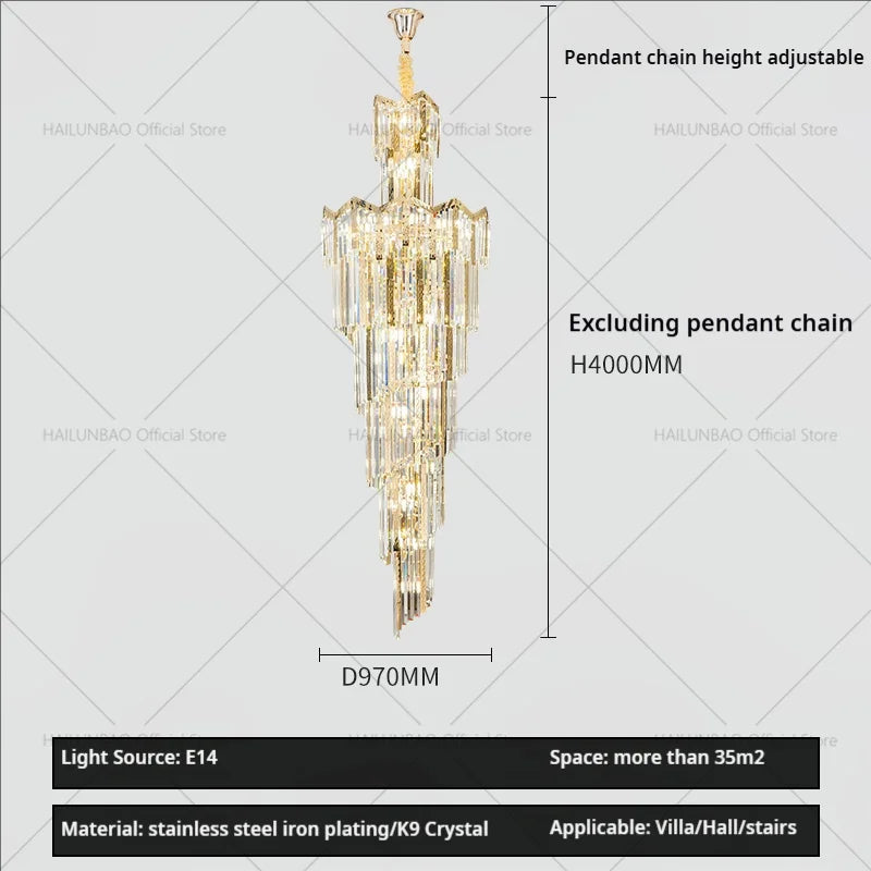 Crystal Chandelier: European Villa Hotel Luxury Hollow Building Middle Floor Lighting