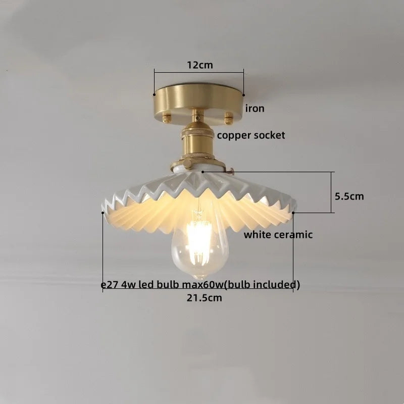 Ceramic LED Ceiling Light Modern White Porch Balcony Luminaria