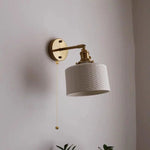 Copper LED Sconce Wall Lamp Pull Chain Switch Nordic Modern Ceramic Mirror Light