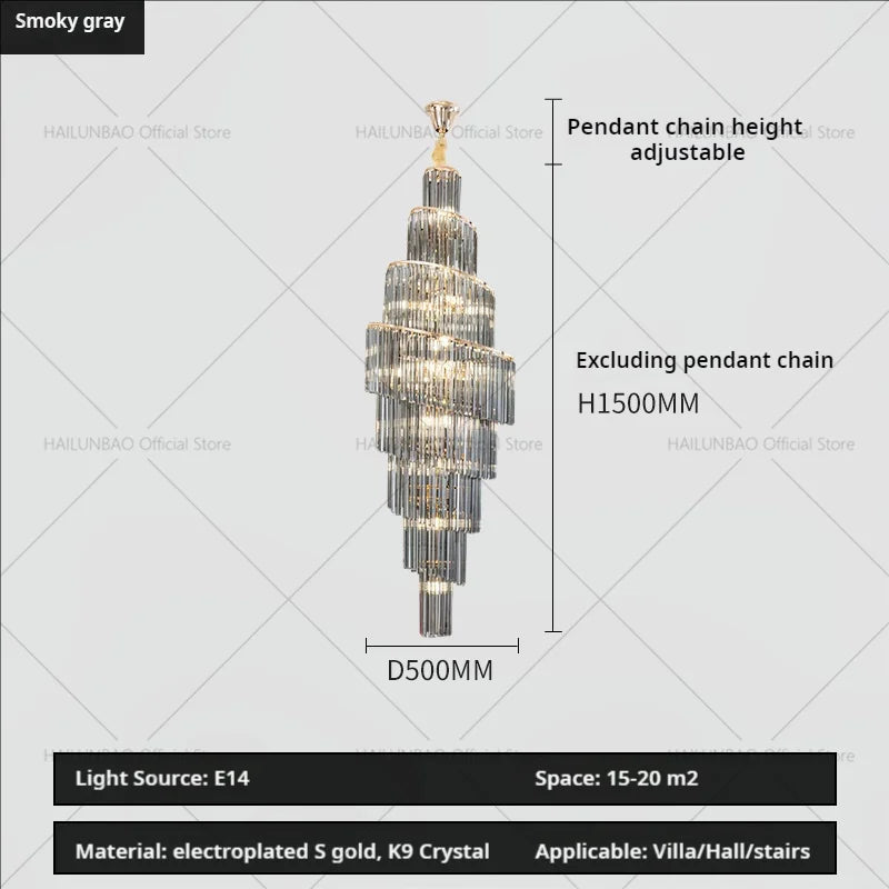 Crystal Chandelier for Penthouse Villa Living Room - Modern Light Luxury Design