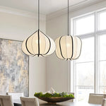 Afralia™ Nordic Style Creamy E27 Pendant Light Fabric Chandelier_Lamp Dining Room Suspended LED Bar Droplight