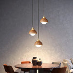 Walnut Wood LED Pendant Light with Vintage Copper Finish