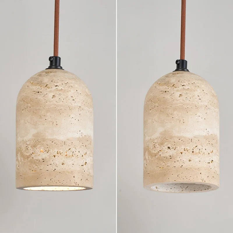 Yellow Travertine LED Pendant Lights: Modern Nordic Hang Lamp for Home Decor