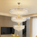 Modern Crystal Chandelier for Duplex Living Room, Lift High Hollow Design