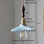 Afralia™ Nordic LED Pendant Light Walnut Wood Green Ceramic Hanging Lamp