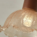 Amber Ice Crack Glass Wood Ceiling Light - Nordic Modern LED Fixture
