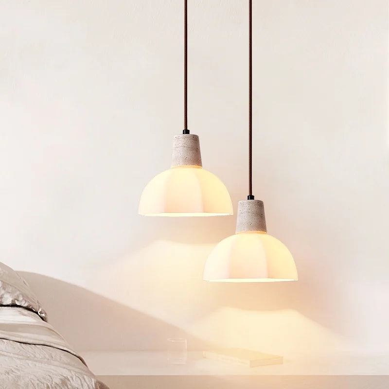 White Glass LED Pendant Lamp for Living Room & Dining Table