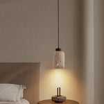 Afralia™ Wabi Sabi LED Pendant Light - Yellow Travertine Brown Wood - Modern Stone Hang Lamp