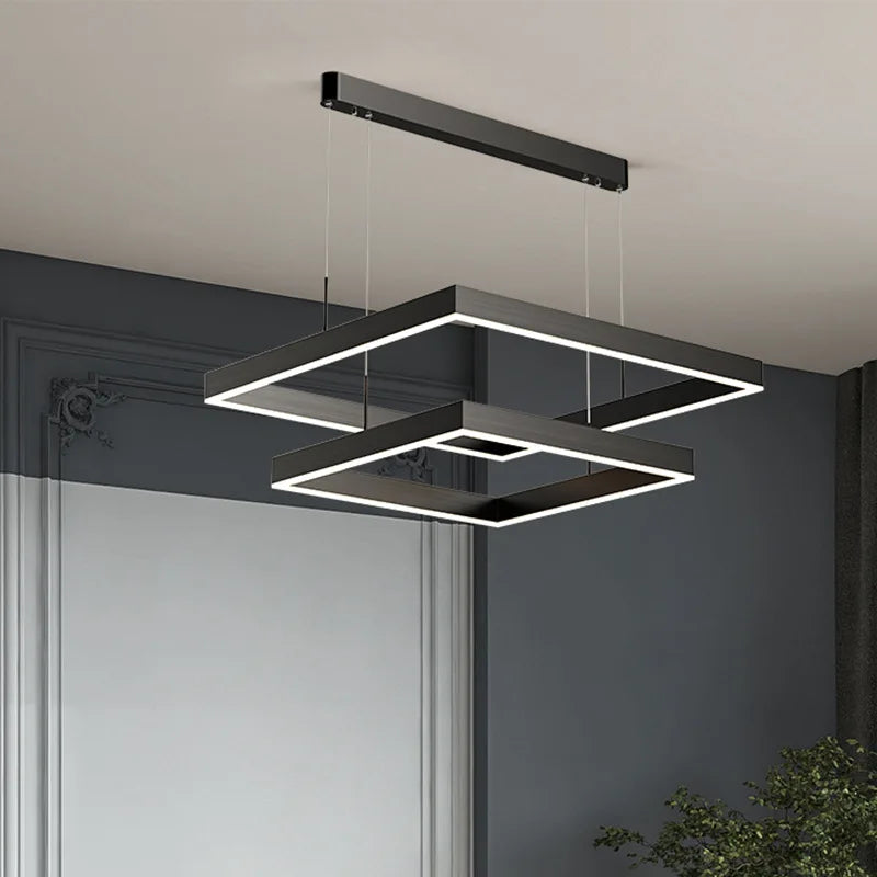 Modern Straight Pendant LED Light - Minimalist Painted Aluminium Chandelier