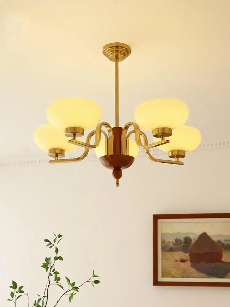 Cream Glass Pendant Chandelier for Home Decor