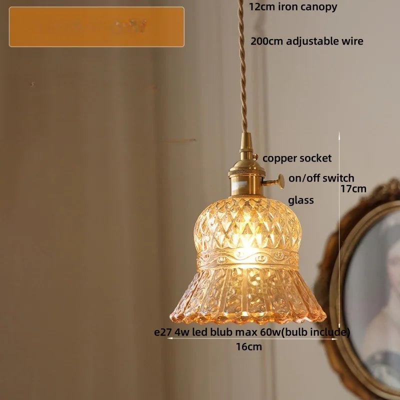 Afralia™ LED Pendant Light Fixture with Copper Socket & Green Glass, Modern Nordic Lamp
