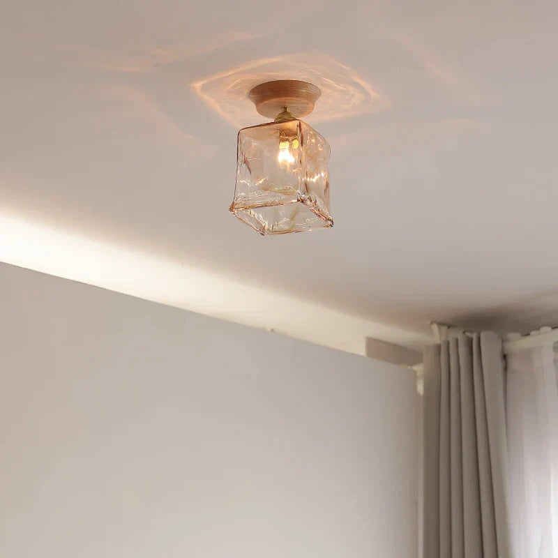 Amber Glass LED Ceiling Lights Modern Decoration for Home Porch Restaurant