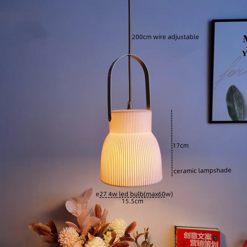 White Ceramic LED Pendant Light for Living Room Kitchen Bedroom