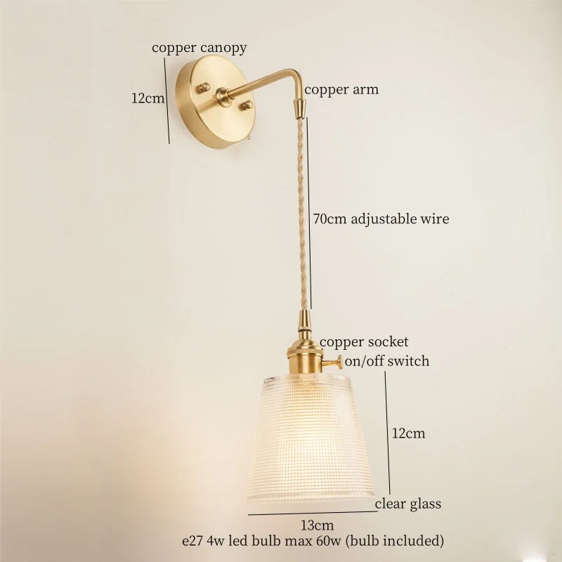 Afralia™ Copper LED Wall Lamp for Bedroom Sofa, Bathroom, Mirror, Stair Light