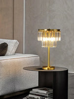 Copper Crystal Table Lamp: Elegant Dimmable Nightstand Light for Bedroom Décor