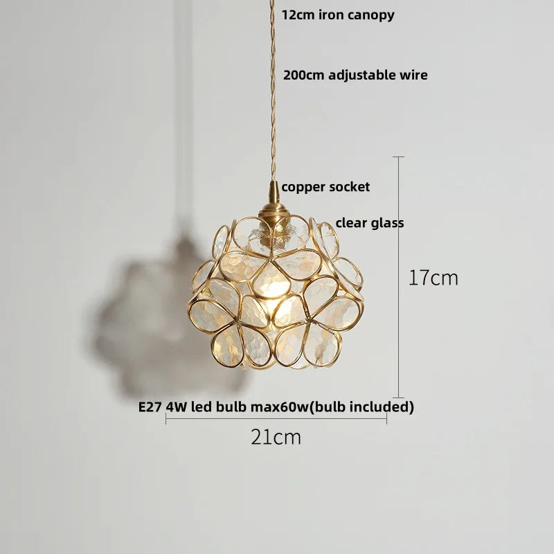 Clear Glass Copper LED Pendant Lamp for Home Decor and Lighting