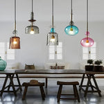 Scandinavian Macaron Stained Glass Chandelier with E27 Bulb