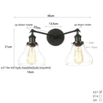 Black LED Wall Sconce 2-Head Lamp for Bedroom Bathroom Mirror