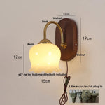 Walnut Wood LED Wall Light Fixture Modern Simple Bedside Sconce Lampara