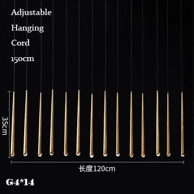 Retro Copper Gold Chandelier Pendant Light for Living Room Dining Bar