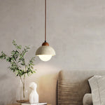 Afralia™ Yellow Travertine Glass LED Pendant Light Fixture for Bedroom, Dining, Living Room