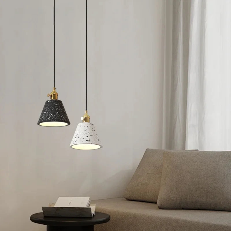 Afralia™ Terrazzo Copper LED Pendant Lamps for Kitchen Loft Bar Living Room