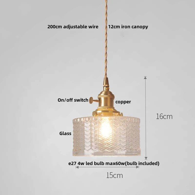 Clear Glass LED Pendant Lamp Modern Wire Adjustable Hanging Light
