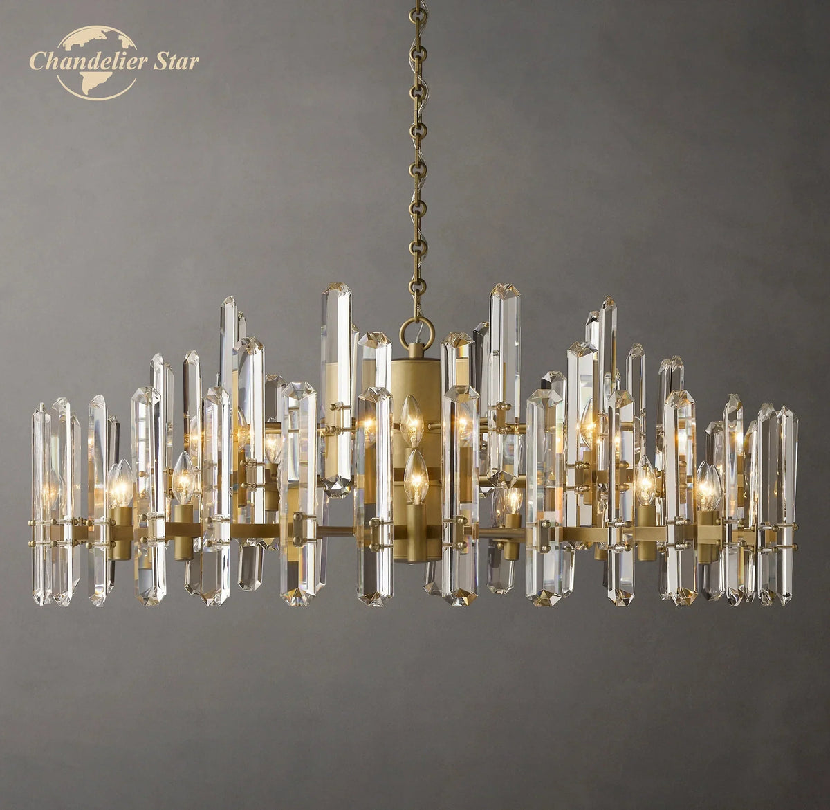 Brass Chrome Black Metal LED Crystal Chandeliers Pendant Lamps for Bedroom & Living Room