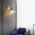 Glass Rotate Copper Wall Sconce | Pull Chain Switch LED Light Fixture