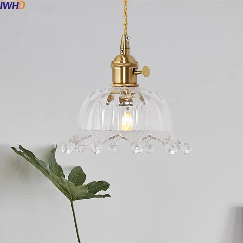 Copper Glass LED Pendant Light for Modern Home Decor - Hanging Lamp