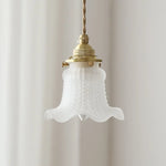 White Glass Copper LED Hanging Lamp Pendant Light Fixtures - Nordic Modern Style