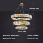 Circle Steel LED Pendant Chandelier, Modern Dimmable Lighting for Living Room Home Decor