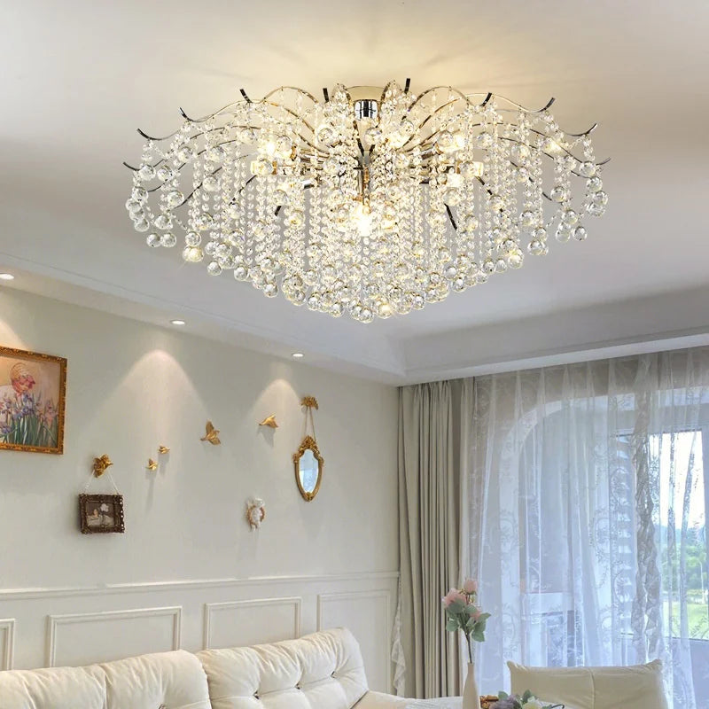 Chrome LED Ceiling Lights E14 Chandelier for Living Room Home Decor