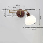 Modern Wood Wall Light with Swing Arm, Rotatable Design & Pull Chain Switch