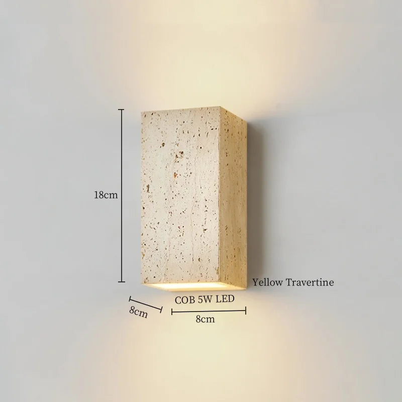 Wabi Sabi LED Wall Light Yellow Travertine Bedroom Lamps for Bathroom Mirror & Loft Interior