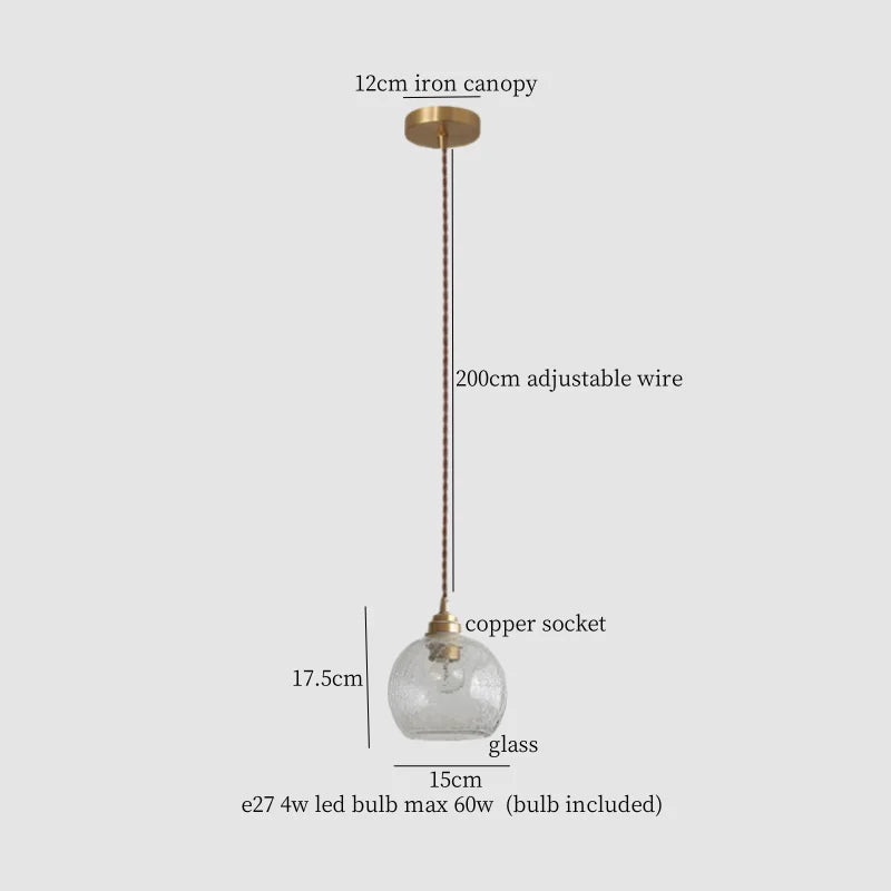 Cracked Glass LED Pendant Light for Cafe Bar Kitchen Living Room